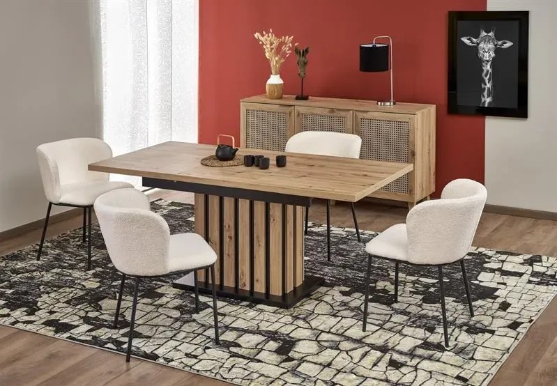 Stół rozkładany LAMELLO 130(180)x80 dąb/czarny HALMAR