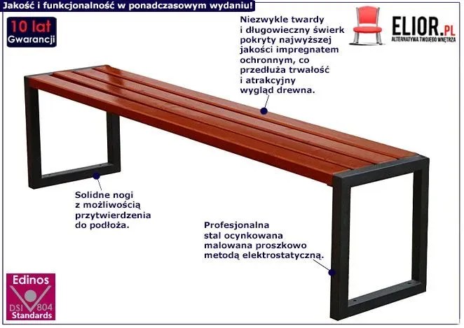 Drewniana ławka miejska bez oparcia 150 cm 84 kolory - Travis