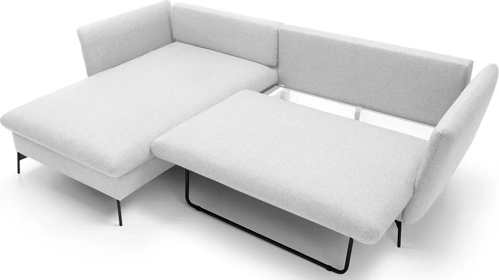 Jasnoszara kanapa narożna rozkładana z pojemnikiem K3-M49