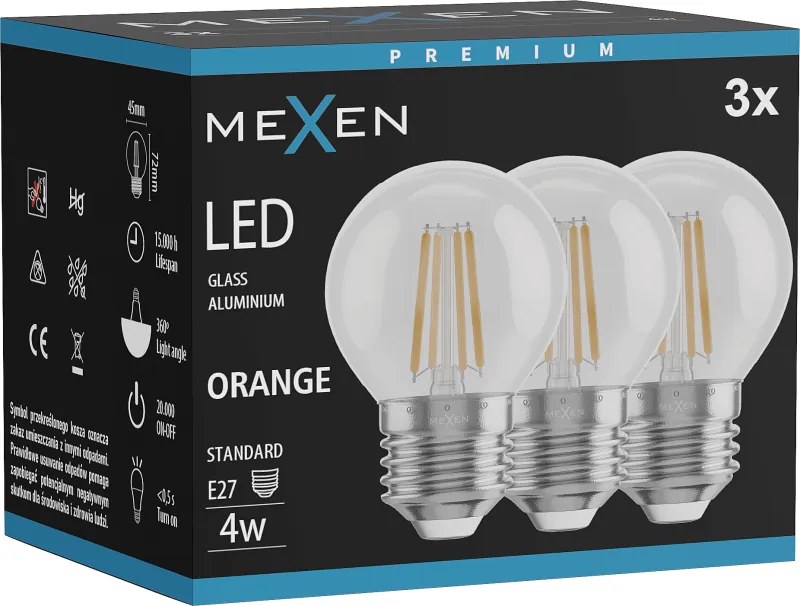 Mexen Vintis 3x żarówka filament LED E27, G45, 4W, 55 lm, orange - L156-E27-04XX-48x03