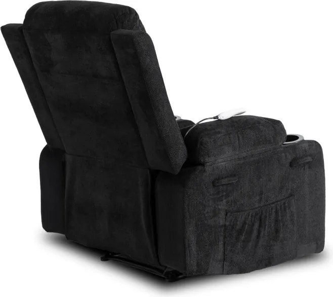 Fotel Masujący BOX 2 Rozkładany z Podnóżkiem Czarny Nowoczesny