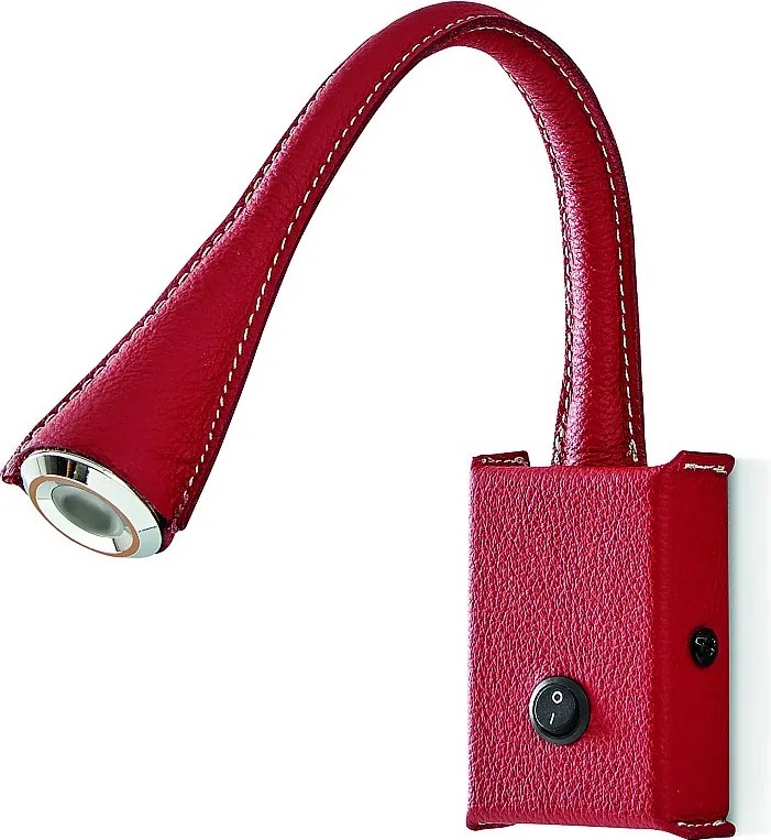 Nowoczesny kinkiet Skin Reader - do u?ytku wewn?trznego - stal i czerwona skóra - 2W LED SMD - 3000K - 180° stopni - w?./wy?. - IP20