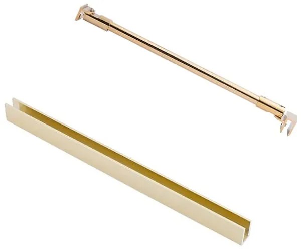 Ścianka prysznicowa Walk in szkło transparentne falowane 8mm MOLIS Wave Duo Clear MASSI | Różne rozmiary : Kolor profili kabiny - złoty szczotkowany, Szerokość ścianki - 100 cm, Typ montażu - WALK IN