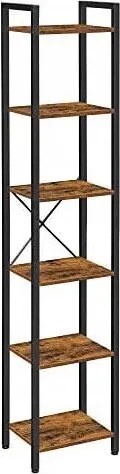 Wąski Regał Z 6 Półkami W Stylu Loft Rustykalny Brąz K2-H05