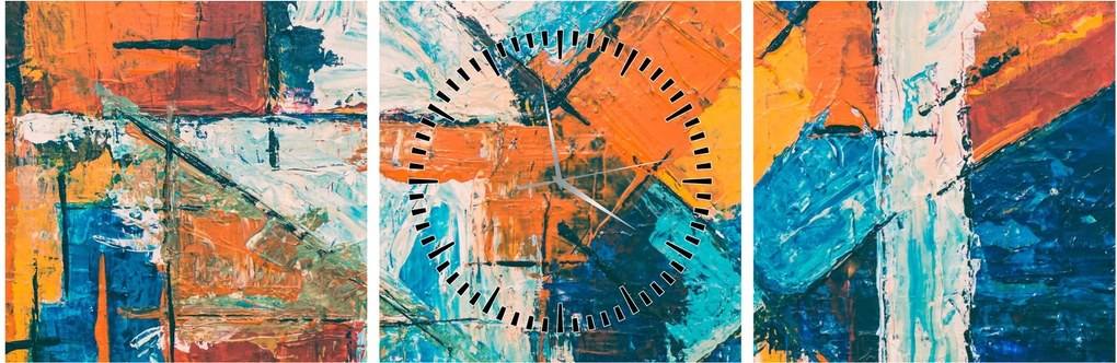 Obraz - Abstrakcja (z zegarem) (90x30 cm)