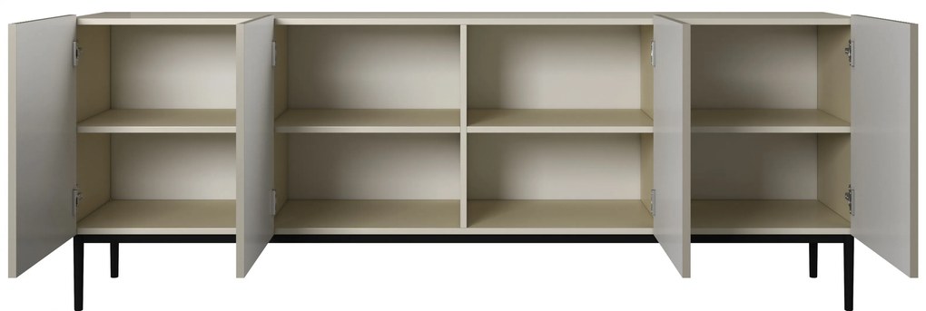 Komoda Nicole 200 cm na metalowych nogach - kaszmir / czarne nóżki