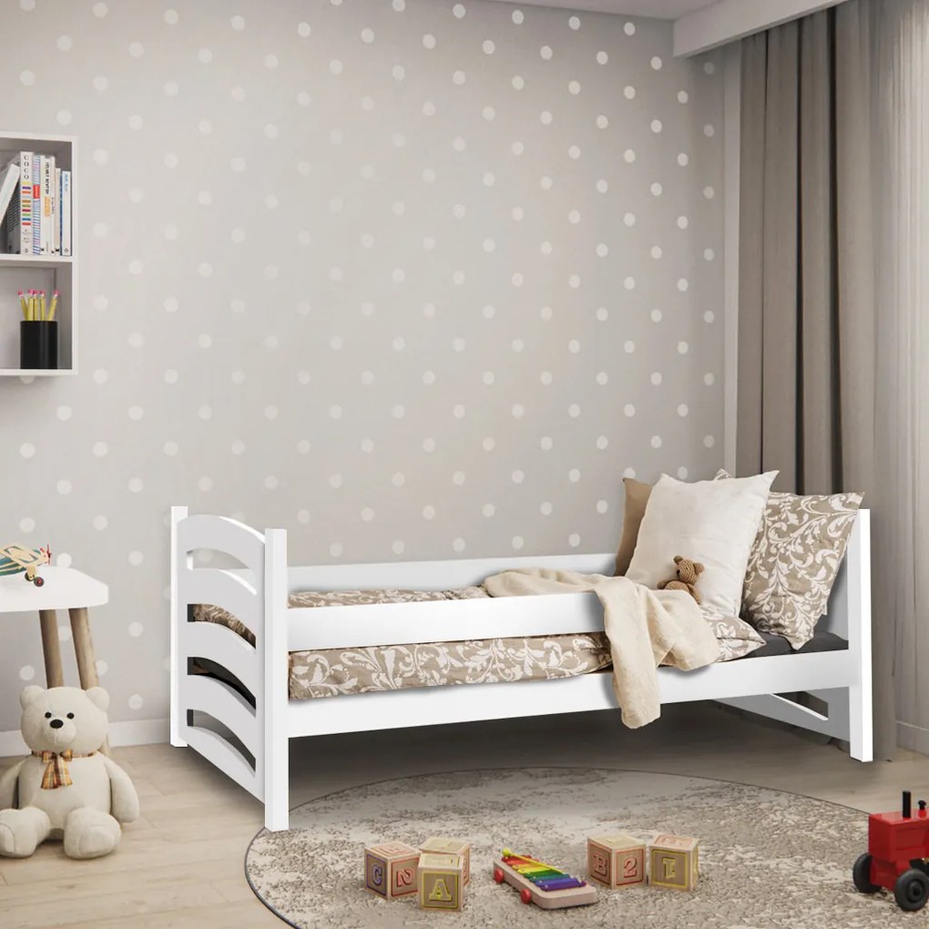 Łóżko dziecięce MELA 80 x 160 cm, białe Stelaż: Bez stelaża, Materac: Materac EASYSOFT 8 cm