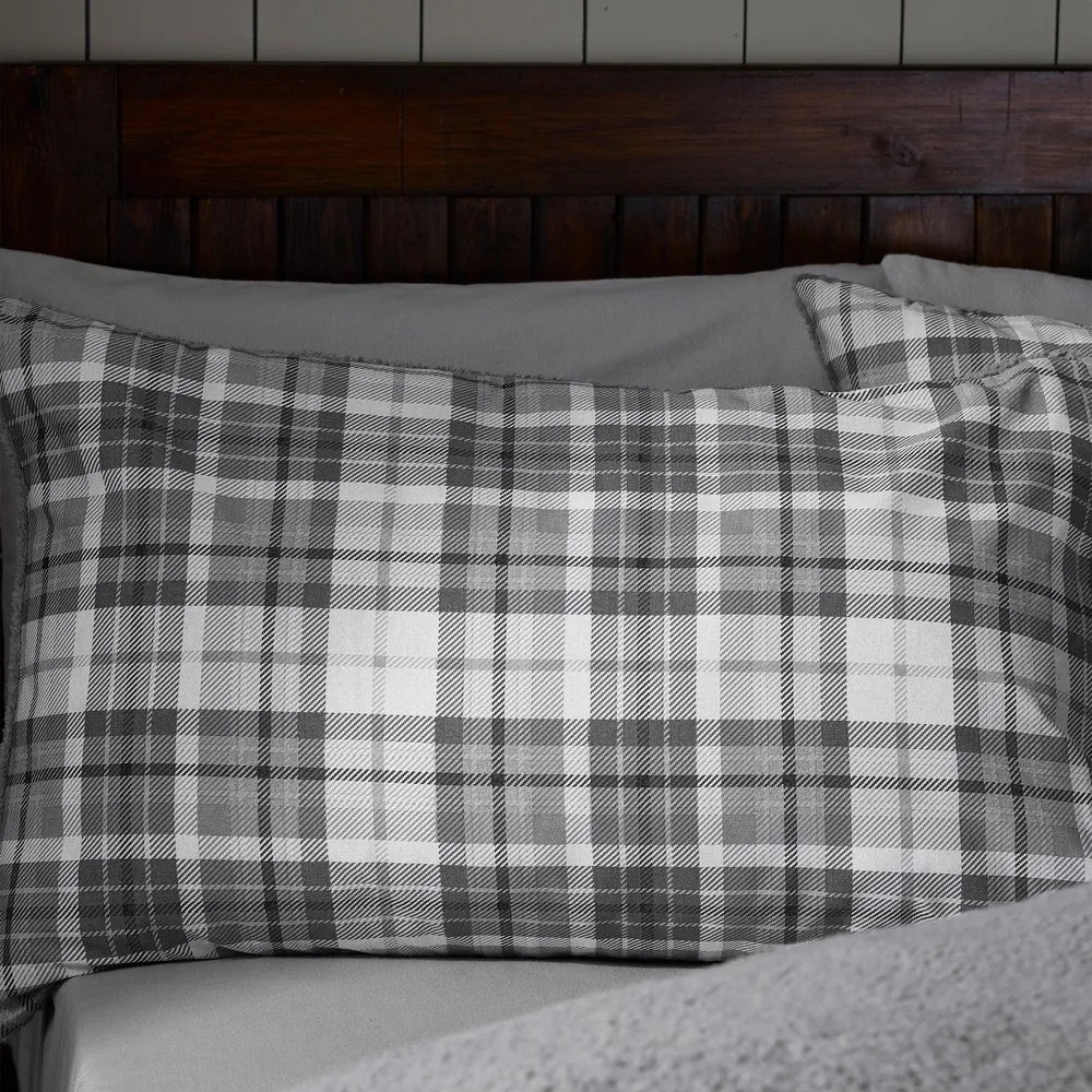 Szara pościel jednoosobowa z materiału sherpa 135x200 cm Cosy Sherpa Check – Catherine Lansfield