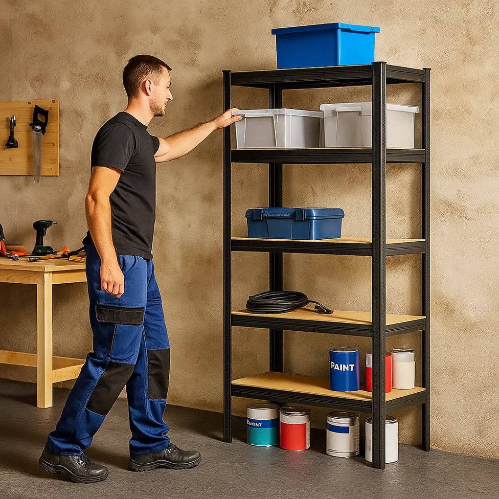 Regał o dużej nośności HEAVY, maks. 875kg, 90x40x180cm, czarny Jurhan