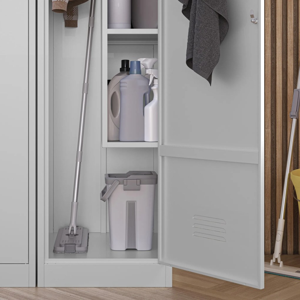 Metalowa szafa gospodarcza AGNES, 500 x 1850 x 500 mm, szara