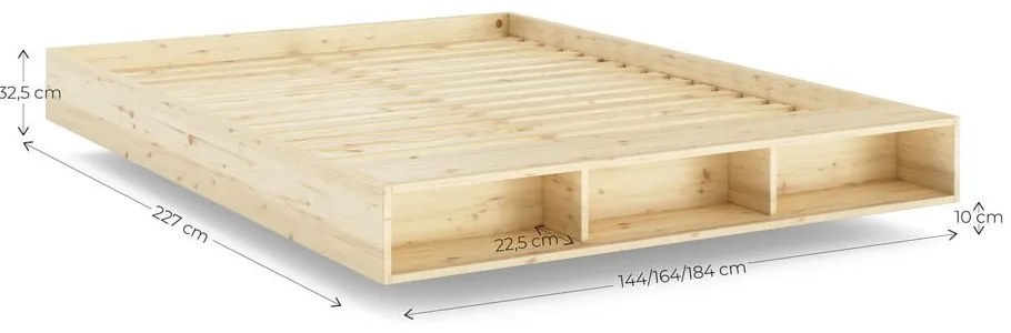 Łóżko dwuosobowe z litego drewna sosnowego ze stelażem 160x200 cm Merge – Karup Design