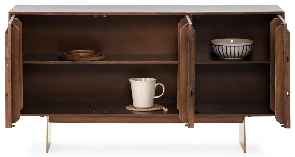 Brązowa komoda z litego drewna mango 145x76x40 cm Trisha – MOME