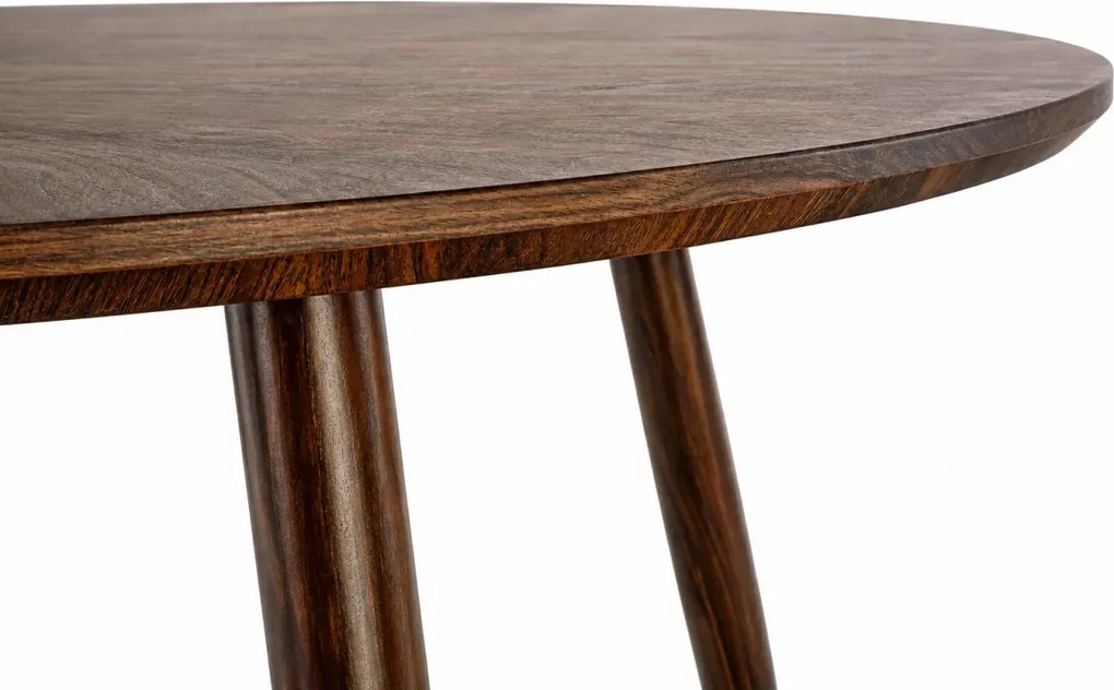 Okrągły stół Hestiano 110 cm w kolorze orzechowym z MDF i złotymi detalami do jadalni