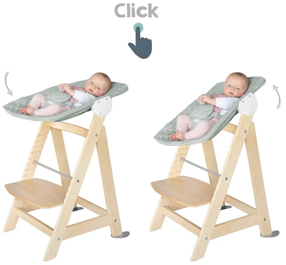 Jasnozielono-naturalne krzesełko do karmienia Style Born Up 2in1 – Roba