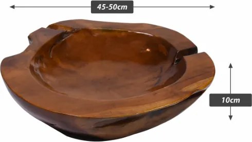 Ręcznie wykonana misa z drewna tekowego 50 cm dekoracyjna