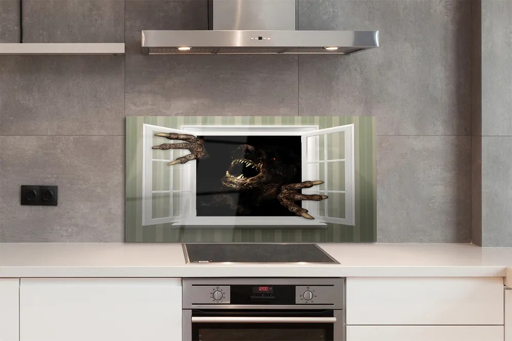 Panel szklany do Kuchni Postać w Mrocznym Oknie