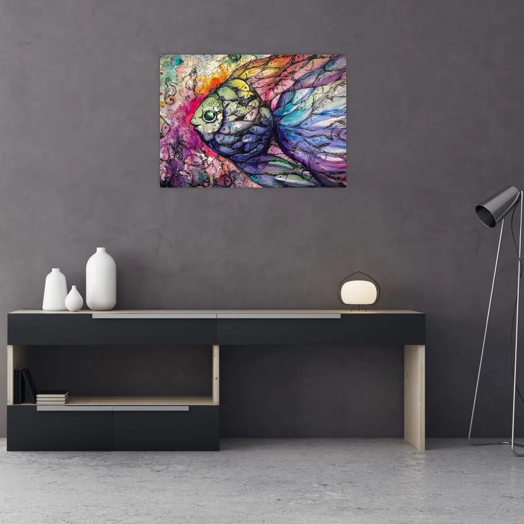 Obraz - Kolorowa rybka (70x50 cm)