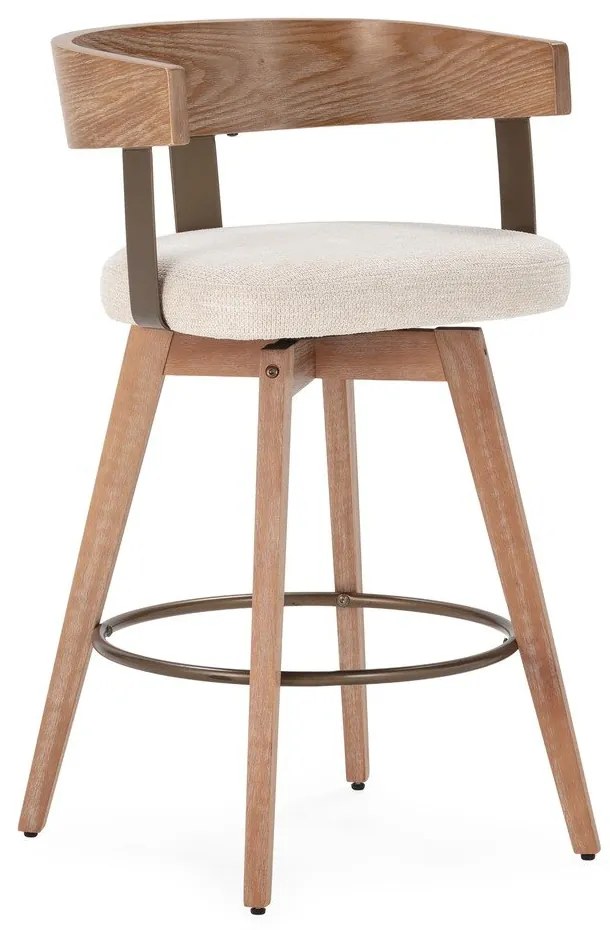 Kremowe/w naturalnym kolorze tapicerowane hokery zestaw z podłokietnikami 2 szt. Ilia – MOME