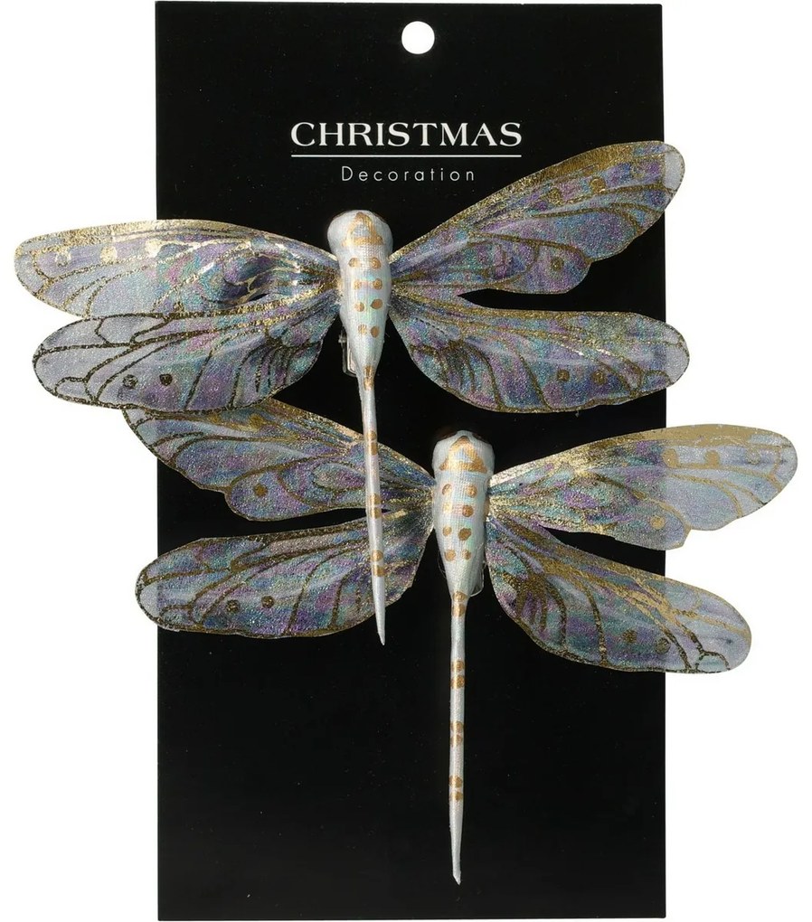 Zestaw ozdób świątecznych Ważka fioletowa, 13,5cm, 2 szt.