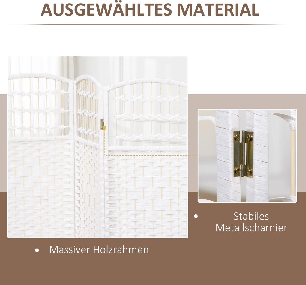 HOMCOM Parawan 4-częściowy 160 x 170 cm składany, przegroda z falistego włókna, przegroda do salonu | Aosom PL