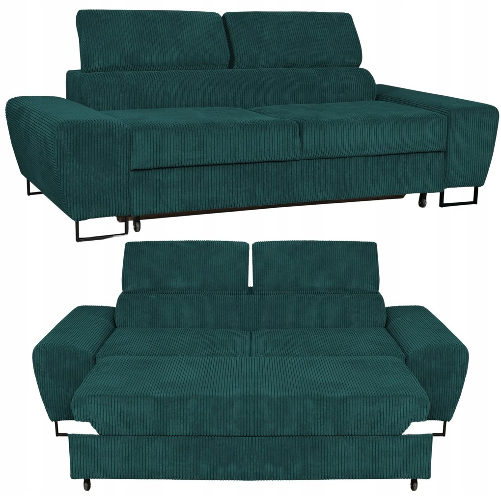 Sofa kanapa Savio salon Family meble zielony sztruks reg zagłówek - DOSTĘPNA OD RĘKI