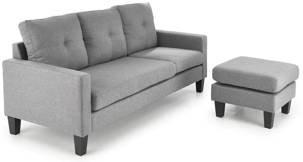 Sofa GERSON szara z podnóżkiem HALMAR