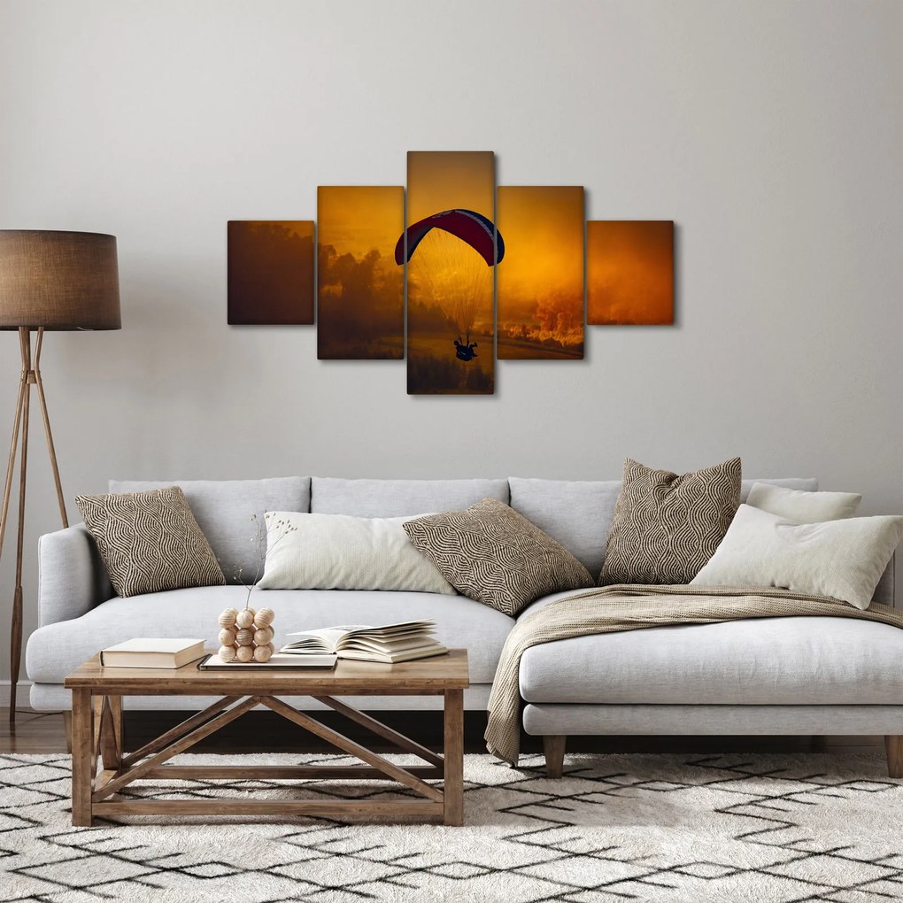 Obraz spadochroniarza o zachodzie słońca (125x70 cm)