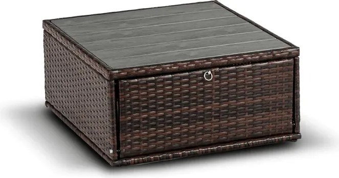 Zestaw Mebli Ogrodowych CALIENTE Modułowy Sofa 2x Fotel Stolik Tarasowy Brązowy/Beżowy Technorattan Nowoczesny
