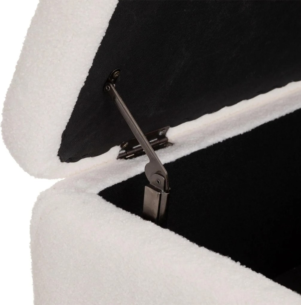 Pufa ze schowkiem, tapicerowana z efektem boucle, 100 x 40 x 48,5 cm