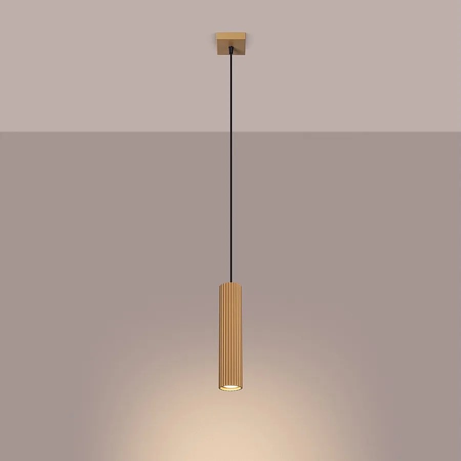 Lampa wisząca minimalistyczny Gloow, aluminium - 1 źródło światła 3000K - L.8 x H.118 cm - złoty