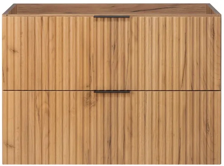 Szafka ryflowana do łazienki z 2 szufladami 80 cm dąb craft złoty E7-Z95