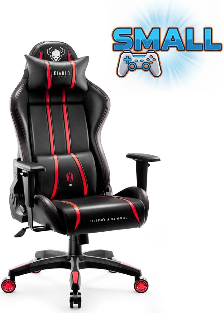 Fotel gamingowy młodzieżowy Diablo X-One 2.0 Small Size, kolor czarno-czerwony