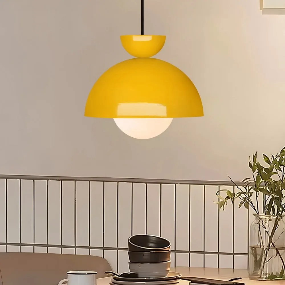 Żółta lampa wisząca z metalowym kloszem ø 25 cm Arta – Opviq lights