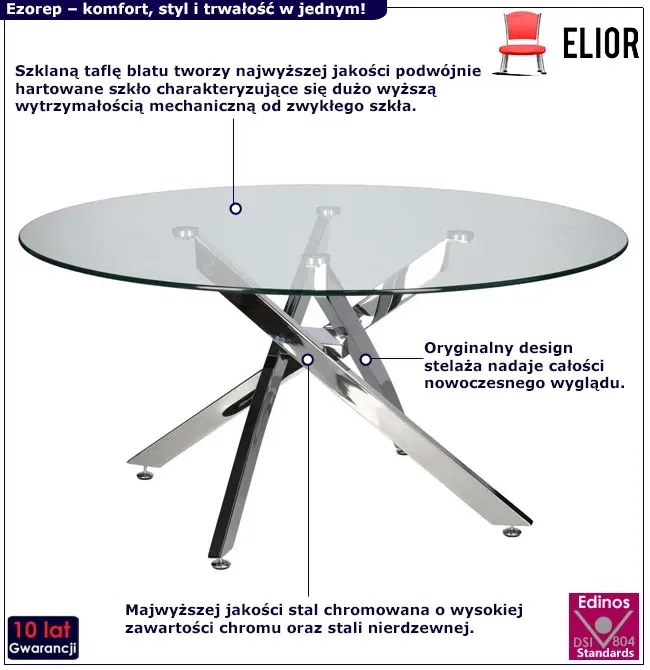 Okrągły szklany stolik kawowy - Tolla