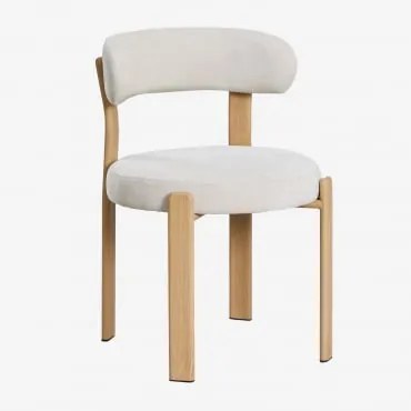 Zestaw 4 Tapicerowanych Krzeseł Jadalnianych Z Żelaza Jolie Brązowy Naturalne Drewno & Kremowo-beżowy Szenil - Sklum