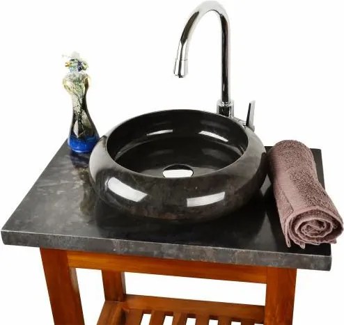 DIVERO Umywalka nablatowa z naturalnego kamienia Black