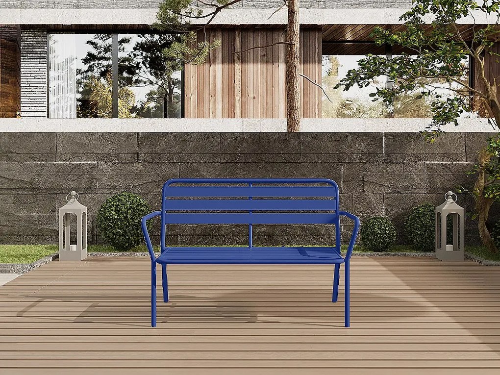 Metalowa ławka ogrodowa - Granatowa - MIRMANDE od MYLIA