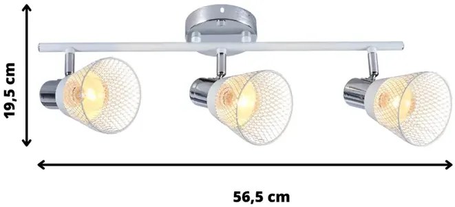 Trzykloszowa listwa sufitowa w indrustialnym stylu - połysk D9-B09