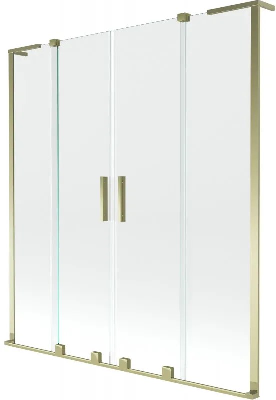 Mexen Velar L Duo parawan nawannowy 2-skrzydłowy rozsuwany 140 x 150 cm, transparent, złoty - 896-140-003-02-50