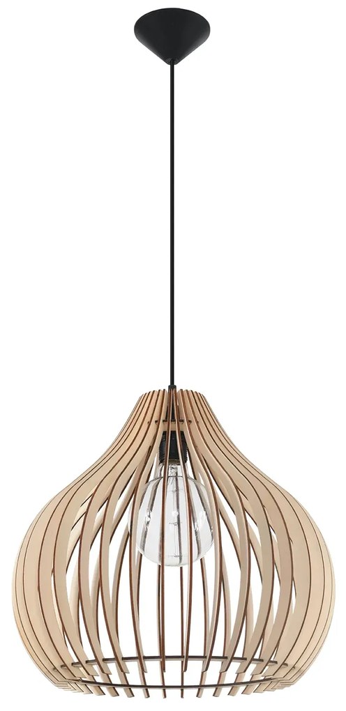 Skandynawska lampa wisząca z drewnianym kloszem - 6X EX550 K7-E11