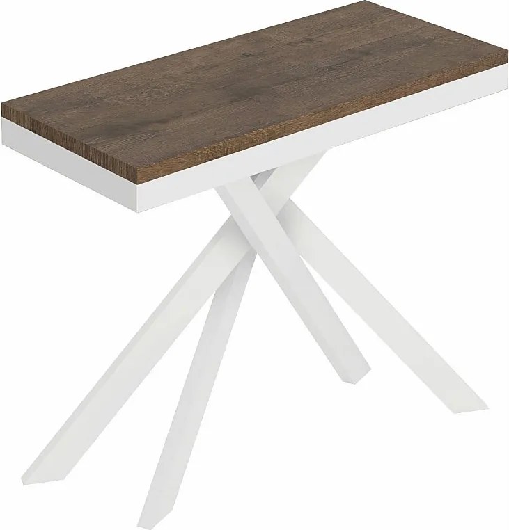 Rozkładany stół konsolowy Saki Small Evolution 90x40/196 cm, rama orzech biały