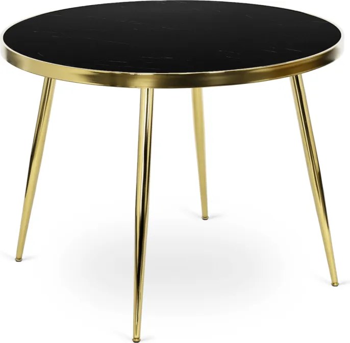 Stół Okrągły TINGA 100 cm Czarny/Złoty Glamour