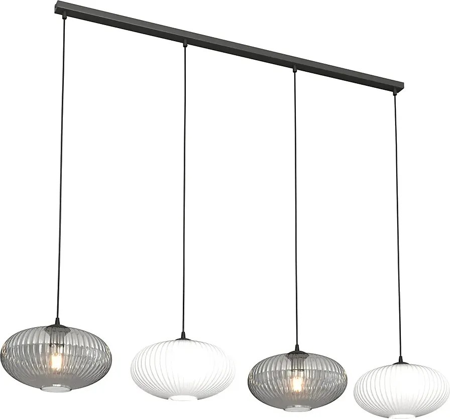 Loftowa lampa wisząca ze szklanymi kloszami grafit + opal - 7X D174 R9-T92