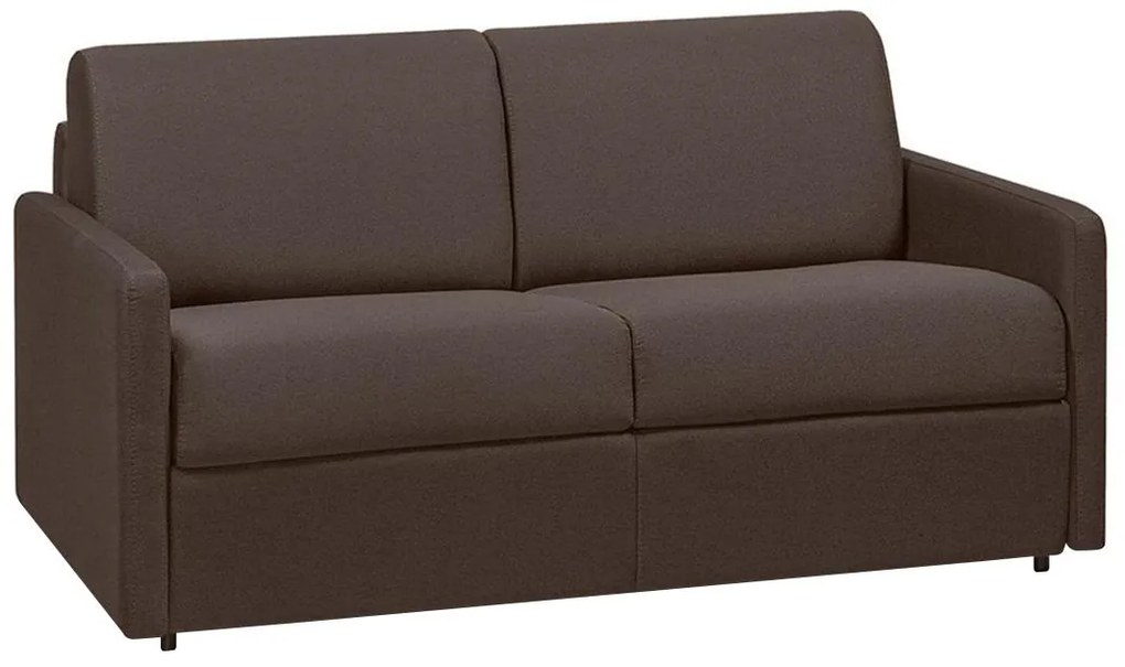Kanapa 2-osobowa z ekspresowym mechanizmem rozkładania z tkaniny CALIFE - Kolor: brązowy - Miejsce do spania: 120 cm - Materac 22 cm z pamięcią kształtu
