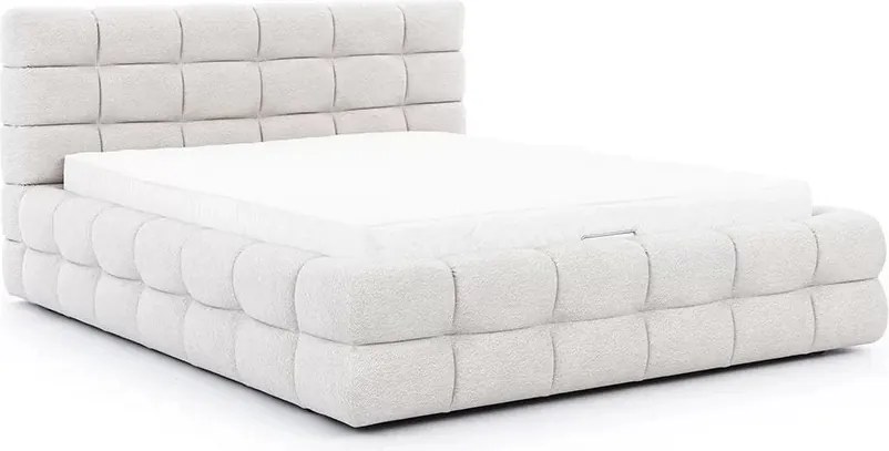 Łóżko sypialniane Magnelio Prestige 160x200 - beżowa tkanina łatwoczyszcząca Leo 03