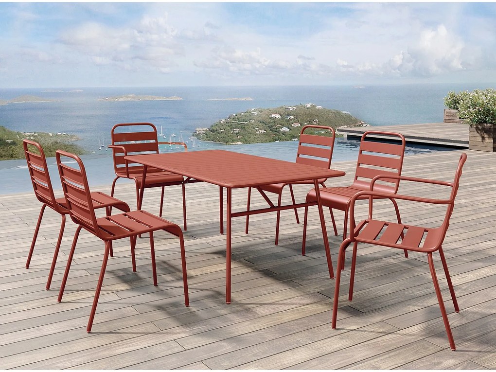 Zestaw 2 metalowych foteli ogrodowych ustawianych w stosy - Terakota - MIRMANDE