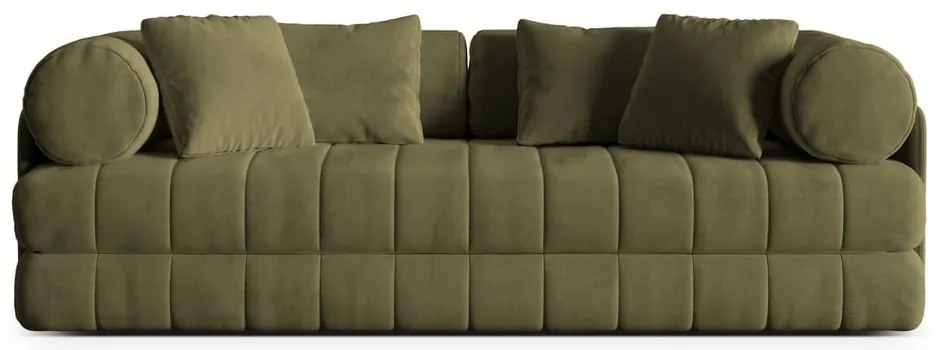 Zielona aksamitna rozkładana sofa 206 cm Kemi – Cosmopolitan Design