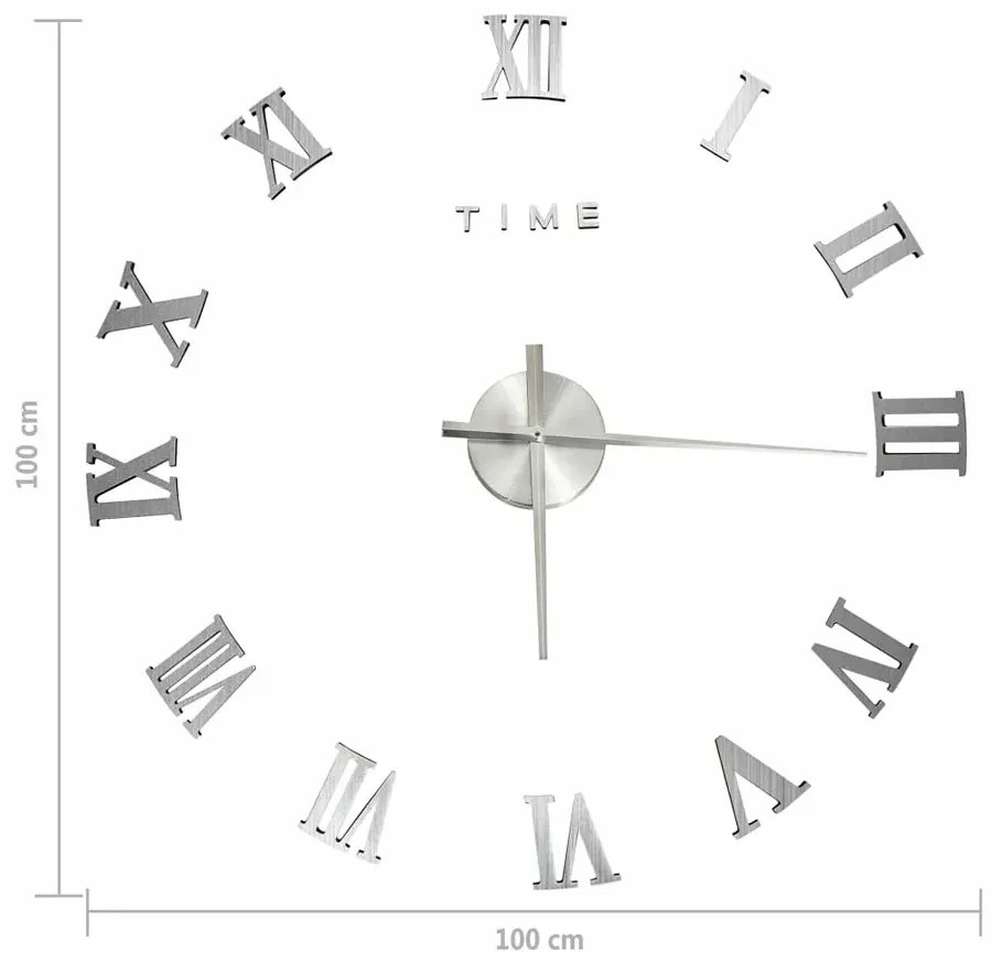 Minimalistyczny srebrny zegar 100 cm - Roraz 5X