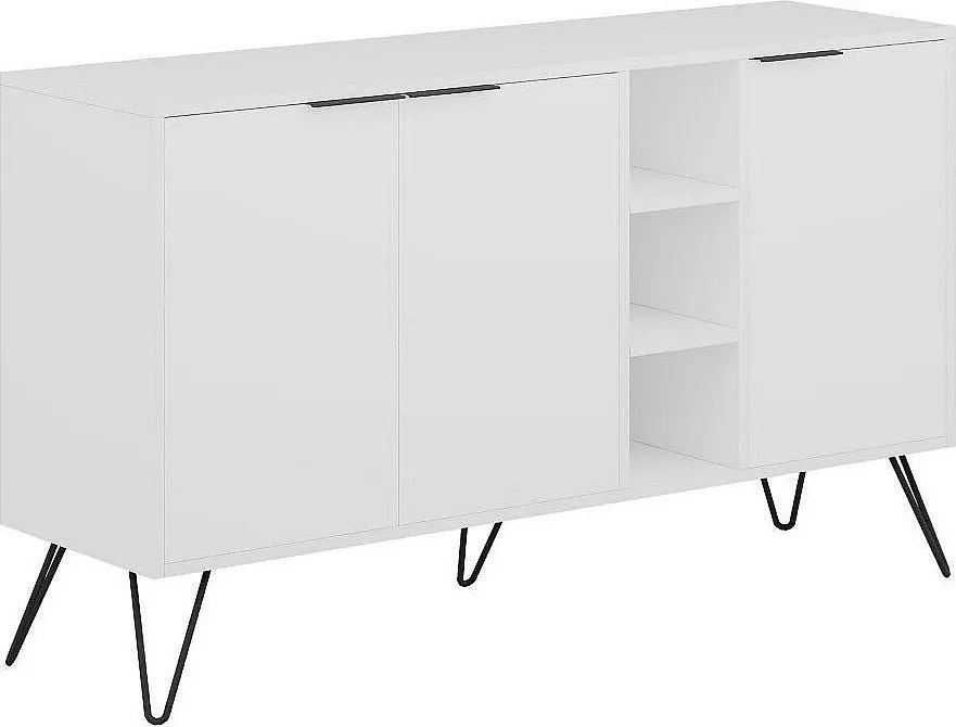 Nowoczesna komoda – 142 cm – biała – płyta MDF pokryta melaminą