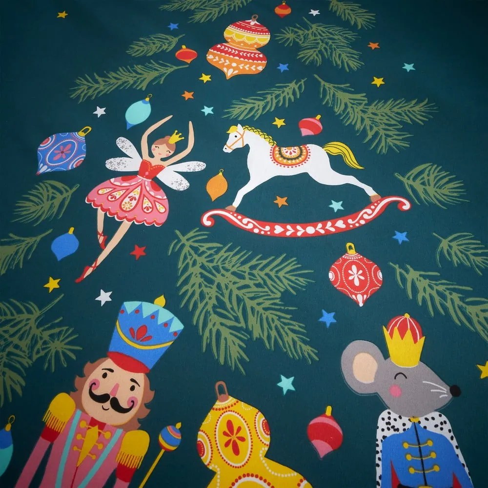 Ciemnozielona pościel dwuosobowa/przedłużona 200x200 cm Nutcracker – Catherine Lansfield
